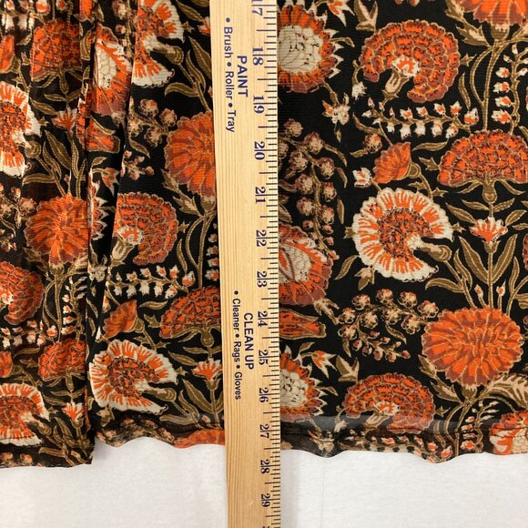 Jane and Delancey size XL Black Orange Floral Boho Mesh Stretch Mock Neck Top - Picture 6 of 11